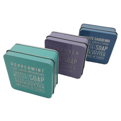 China Recycled Materials Bespoke Soap Packaging Tins With Custom Logo Printed And Embossed 100G for sale