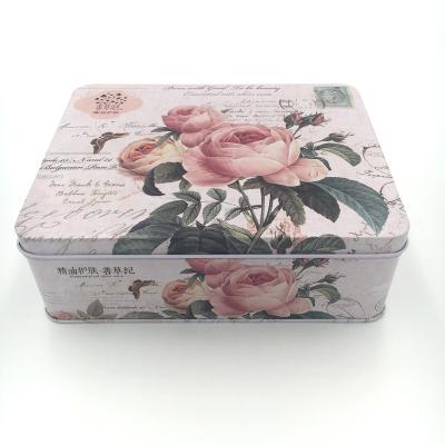 China Delicate Recycled Materials Printed Metal Cosmetic Rectangular Tin Box for sale