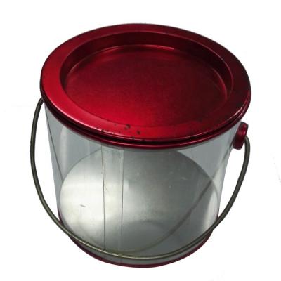 China Recycled Cookie Tin Box, Clear Cookie Tin Bucket, Clear Materials Christmas Clear Cookie Tin Pail for sale