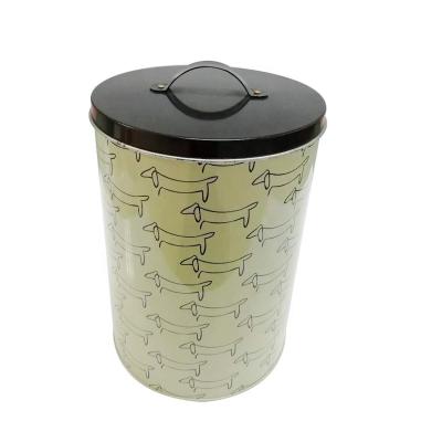 China Large Round Recycled Materials Cookie Tin Box With Handle On Lid, Large Round Tin Can, Large Round Metal Box Tinplate Recycled Materials NC; GUA for sale