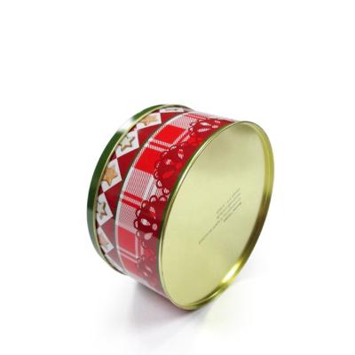 China Recycled Materials Christmas Gift Round Tin Packaging Box for sale