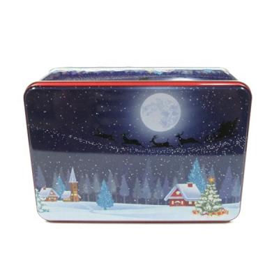 China Recycled Materials Custom Printed Fancy Rectangular Cookie Tin for sale