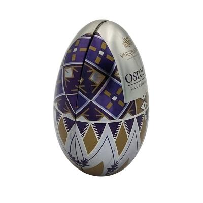 China Recycled Materials Bespoke Empty Egg Shape Metal Tin Box For Chocolate for sale