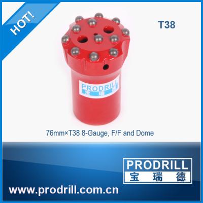 China Thread Button Bits T38 76mm 8-Gauge F/F and Dome for Mining & Quarrying for sale