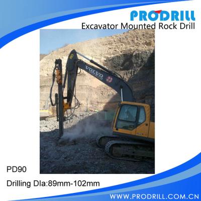 China Hydraulic Excavator Mounted Rock Drilling Rig for Borehole Drilling for sale