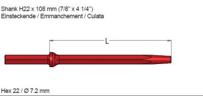 China Taper degree 7, 11, 12, 22*108mm shank size hexagonal tapered drill rod for stone for sale