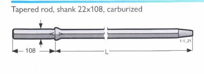 China Hole Dia. 32mm, 34mm taper degree 7, 11, 12, 22*108mm shank size hexagonal tapered drill rod for granite for sale