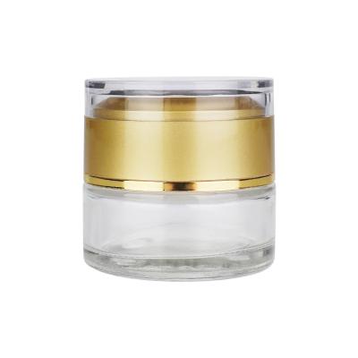 China Srew-on lid luxury empty cosmetic container jars glass cream jar for skin care packaging with screw lid for sale