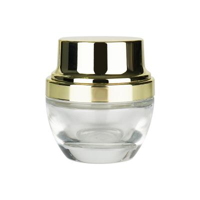 China Srew-on lid empty luxury cream cosmetic jar 3g gold glass jar for cream for sale