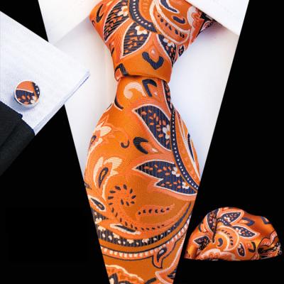 China Fashion Luxury Luxury Necktie Set Gift Box Tie Pocket Square And Cufflink Set Polyester Wovenl Mens Neck Tie Set Custom Floral Box for sale