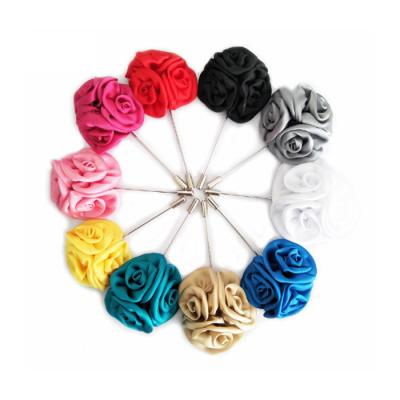 China Fashionable Fabric Metal Lapel Flower Hibiscus Design Lapel Pin Boutonniere for sale