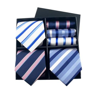 China 2021 Luxury Casual Fashion Men's Regular Ties And Handkerchiefs Set Custom Made Gift Box Mens Tie Set Luxury Men'S Ties And Pocket Square Set for sale