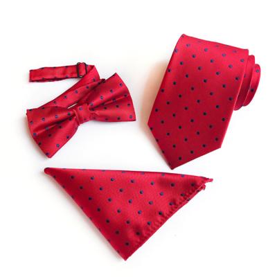 China Fashion Classic Casual Ties With Pocket Square Dot Men Casual Ties And Handkerchief Set Party Men Bow Tie Set Handkerchief Set for sale