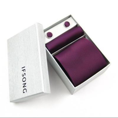 China Luxury Stripe Fashion Silk Or Polyester Pocket Square Tie And Stripe Cufflinks Set for sale