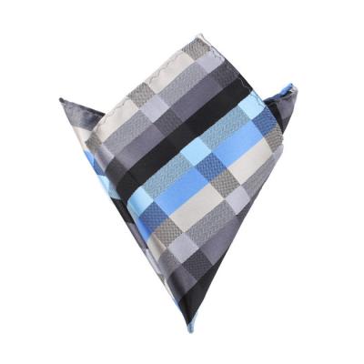 China Jacquard Logo Woven Pocketsquare Checks Pattern Handkerchief Wholesale Pocket Square Polyester WPS009 for sale