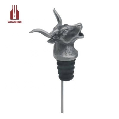 China Taurus Viable Head Wine Bottle Zinc Alloy Pourer for sale