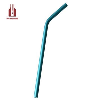 China Food Grade Ready To Ship New Color Bent Drinking Straws Aluminum Juicy Food Grade Straws 8mmx215mm Matte Blue for sale