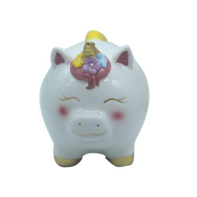 China Unicorn Pig Piggy Bank Piggy Bank Coin Bank Creative Ceramic Cash Children's Birthday Gift for sale