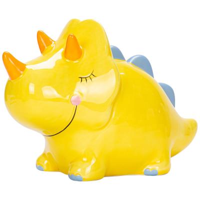 China Ceramic Piggy Bank Coin Bank Cartoon Dinosaur Piggy Bank Personality Geometry Household Ornaments Decorative Crafts for sale