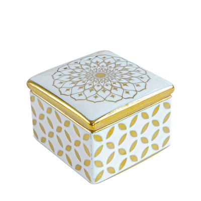 China Nordic Imperial Square Jewelry Box Storage Jar Ceramic Jewelry Box Storage Jar for sale