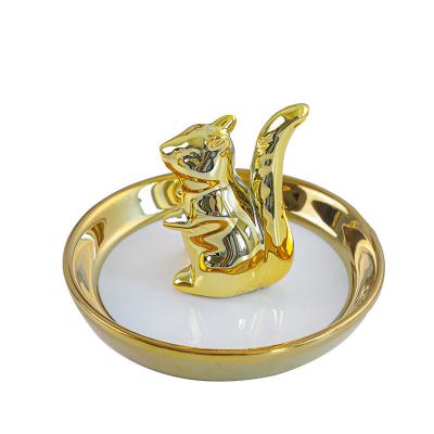 China Jewelry Ring Dish Watch Holder Nordic Plated Ceramic Animal Shape Jewelry Ring Dish Watch Holder for sale