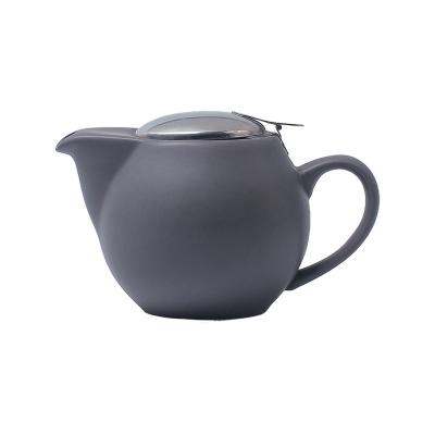 China Large Sustainable Ceramic Colored Glazed Teapot With Stainless Steel Strainer for sale