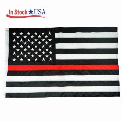 China Decorarion USA | 3x5 ft black and white with red thin line american flag for sale