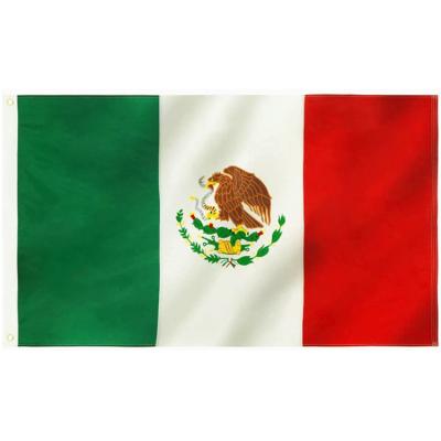 China ALL Factory Supply for 3*5ft Vivid Color Embroidered Mexico Mexican Flag with 4 rows of stitching for sale