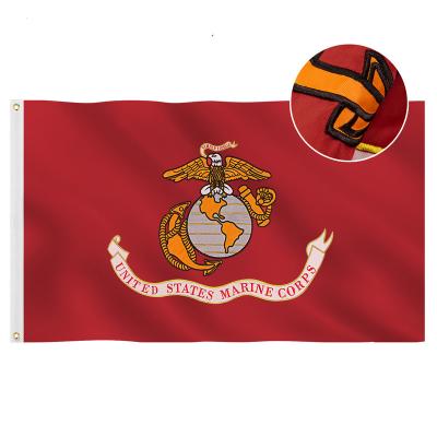 China Wholesalers Heavy Duty Rainproof Double Sided US Army Flags 3X5 Ft Embroidered USMC Military Flag Marine Corps For Outdoor for sale