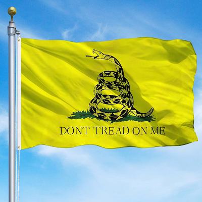 China Decorarion Fast Delivery 100% Polyester Print Snake Don't Tread On Me Flags 3 x 5 ft Black Gadsden Yellow Flags For Outdoor for sale