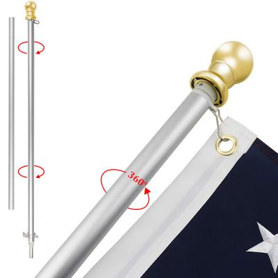 China Decoration in stock | 6 Ft No Tangle Rotating Pole Flag Pole Silver / White for sale