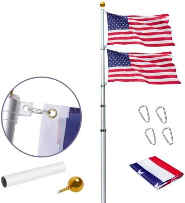 China Inground 30ft Outdoor Flag Pole Kit Heavy Duty Aluminum Telescoping Fly Two Telescoping Flag Poles With 3x5 Amer for sale