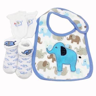 China 3pcs/set Newborn Viable Baby Bib Cotton Mittens Swabs 0-6M Cartoon Baby Bandana Waterproof Drool Bibs for sale