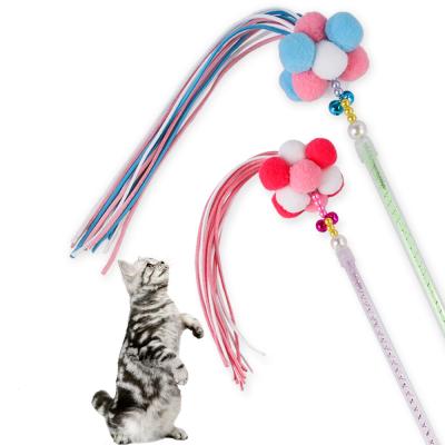 China New Viable Amazon Pet Toys Candy Hair Ball Korean Funny Color Cat Interactive Toy Cat Supplies Funny Cat Stick for sale