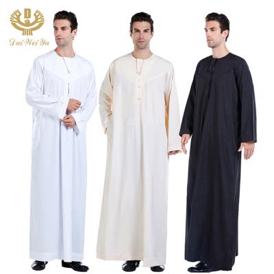 China Clothing Polyester Clothing Robe Sudanese Islamic Muslim Men Long Sleeve Arabic Maxi Thobe for sale