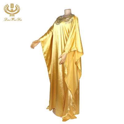 China Spring Summer Autumn Winter New Arrival African Fashionable Gold Beads Embroidery Clothing Abaya Silk Casual Long Dress For Woman for sale