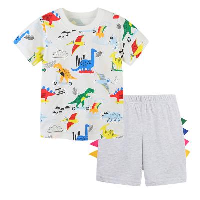 China 2023 Casual Hot Selling Dinosaur Printing Boy's Baby 2pcs Sets Boys Dressing Set For Summer Daily Wear for sale