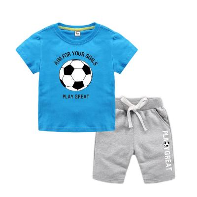 China 100% Cotton Casual Toddler Boutique Short Sleeve Boys T-shirt And Shorts 2 Pcs Boy's Clothing Sets Summer for sale