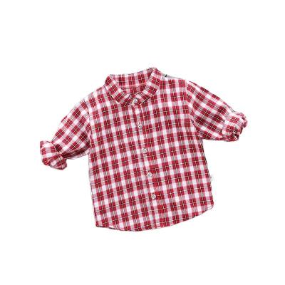 China 2023 Korean Hot Sale Boys Plaid Collar Shirt Turn-Down Long Sleeve Set Boys Clothes for sale