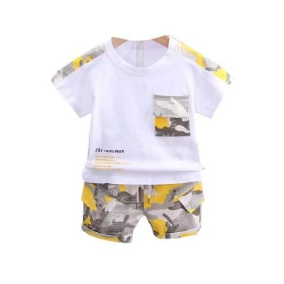 China 2023 New Style Cartoon Boys Casual Shirt Round Collar Shorts Sheath Boys Sportswear Set for sale