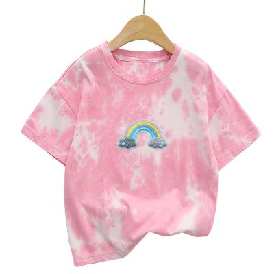 China Patch Fashionable Pure Cotton Children's T-shirt Breathable Tie Dyed Rabbit Short Sleeve T-shirt For Boys And Girls for sale