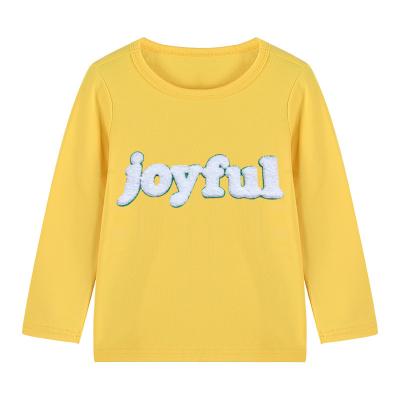 China High Quality Children's Wear Breathable Solid Color 100% Cotton T-shirt Children's Boys And Girls O Neck Long Sleeve T-shirt for sale