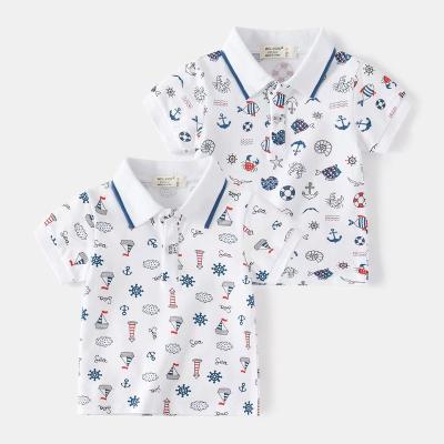 China 2023 New Summer Style POLO Shirt Turn-Down Collar Printed Sleeve Shorts Boys Clothes Casual Set for sale