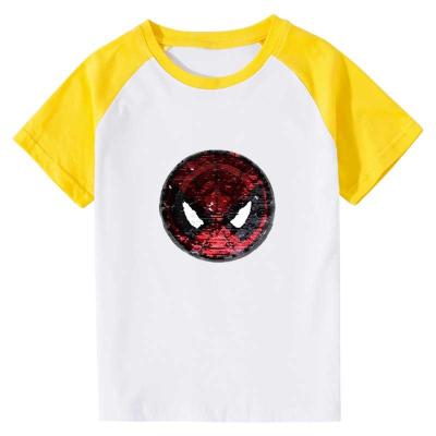 China Reversibale Breathable High Quality Sequined Kids T-shirt Solid Custom Cotton For Unisex In Stock for sale