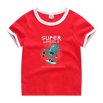 China Wholesale Breathable 100% Short Sleeve Cotton Cartoon Printed Kids Little Boys T Shirts For Summer for sale