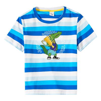 China New Design Summer Breathable Short Sleeve Cotton 100% Toddler Boys Striped T-Shirt For Kids for sale