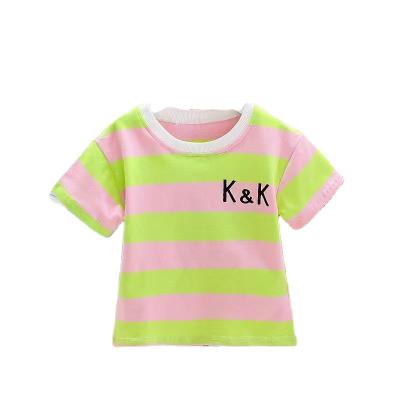 China 2023 casual new style summer T-shirt O-neck short sleeve striped boy's shirt ages 3 to 7 years for sale