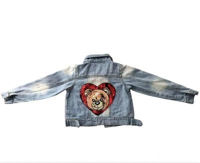 China Breathable high quality hot sale custom made patchwork children's embroidery short denim jacket for kids in stock for sale