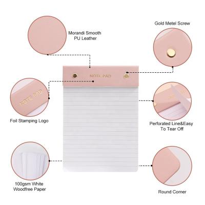 China Easy to Tear Cute Logo Printing 100gsm Paper Custom Stationery PU Leather A5 Notepad for sale