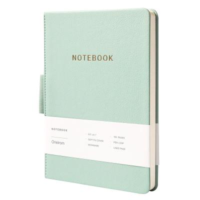 China Cute Stationary Sewing Binding Notebook 100gsm Hardcover Lined Customizable PU Hardcover A5 Paper Leather Journal With Pen Loop for sale